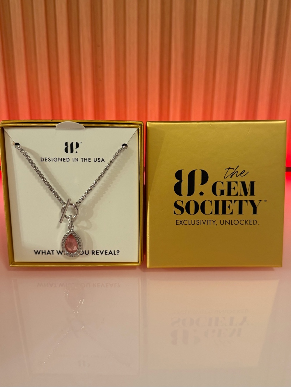 The Gem Society Pink Teardrop Pendant Necklace - Silver